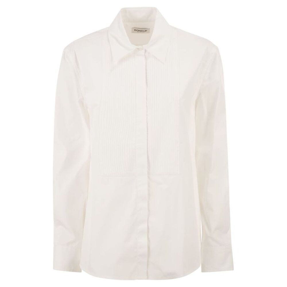 Dondup Women Cotton Shirt With Pleated Bib Front